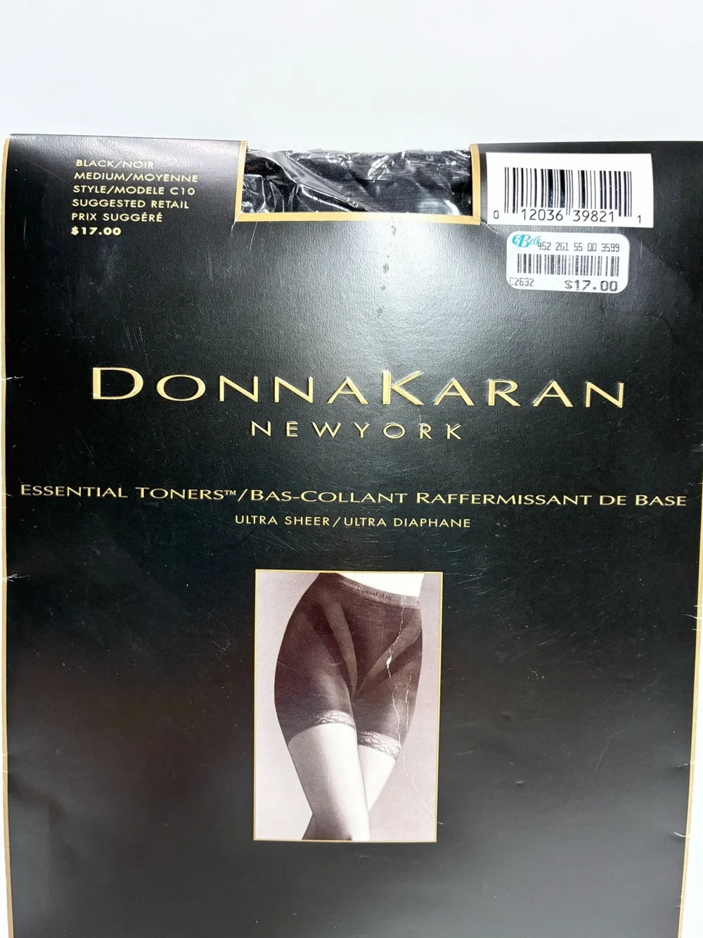 1997 Donna Karan USA MADE Essential Toners Ultra Sheer Pantyhose Black M Vintage